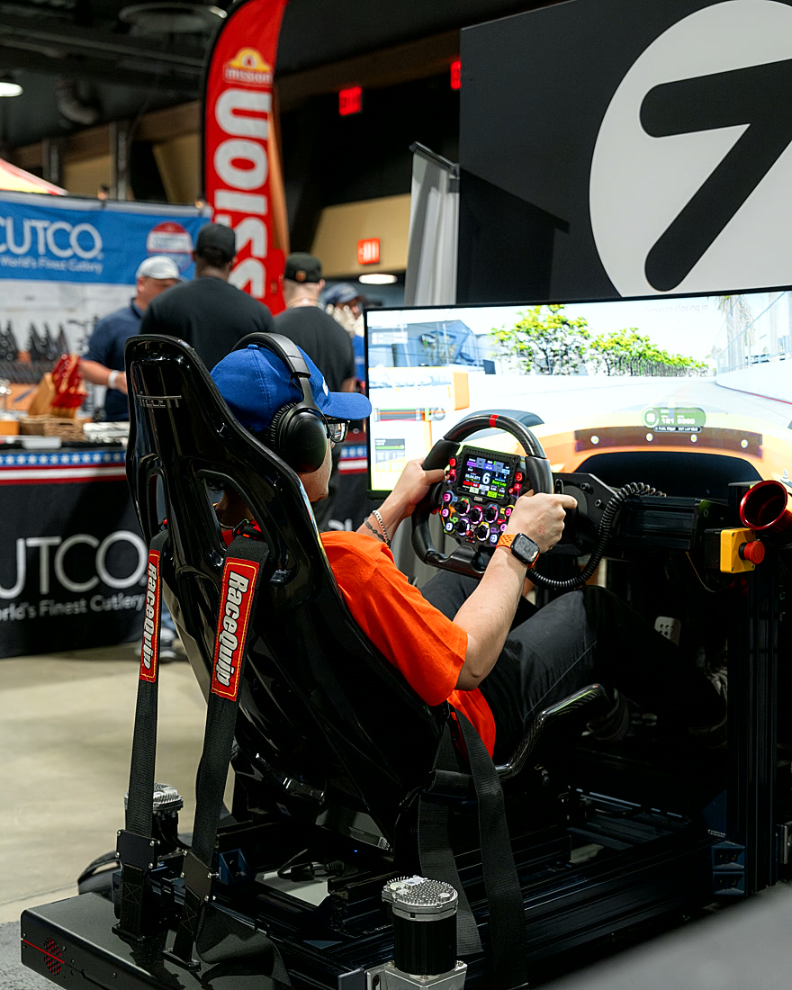 A driver at the rig with the live leaderboard in view